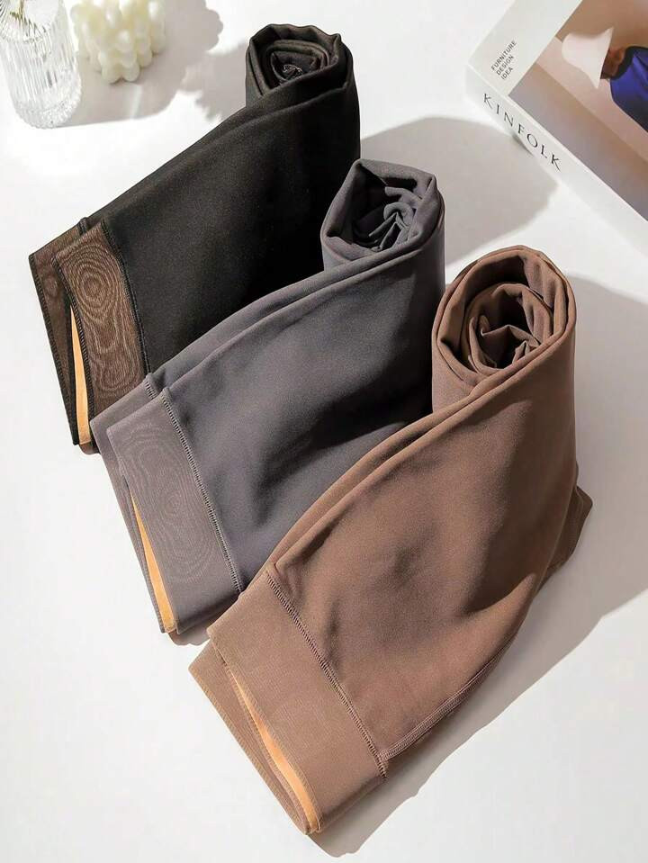 ROMWE Goth 3pairs 200g Thermal Fleece Lined Leggings In Three Colors | SHEIN