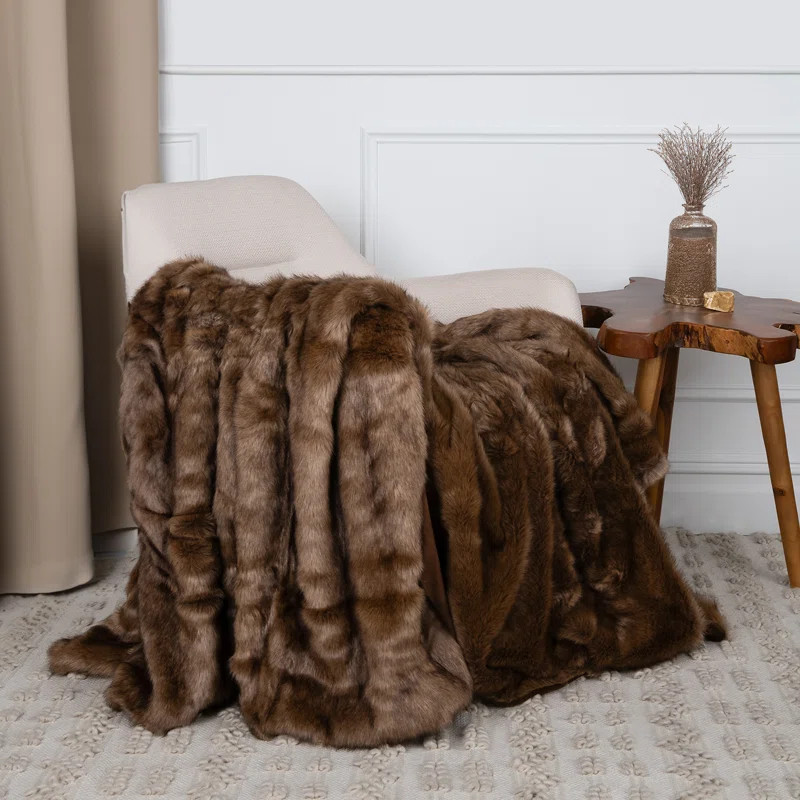 Super Soft Luxury Autumn Sable Faux Fur Throw | Joss & Main