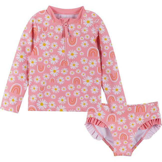 Daisy & Rainbows Rashguard Set, Pink | Maisonette