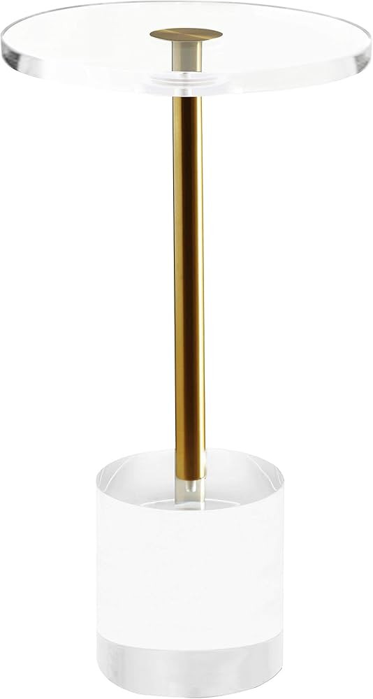 Clear Acrylic End Table,Side Table,Brushed Brass Metal,Round,for Office, Living Room and Bedroom,... | Amazon (US)
