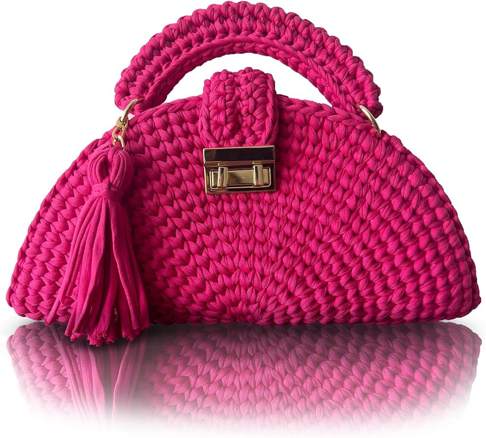 Evening Clutch Bag for Women, Handmade Crochet Wedding Party Purse, Small Flap Formal Crossbody H... | Amazon (US)