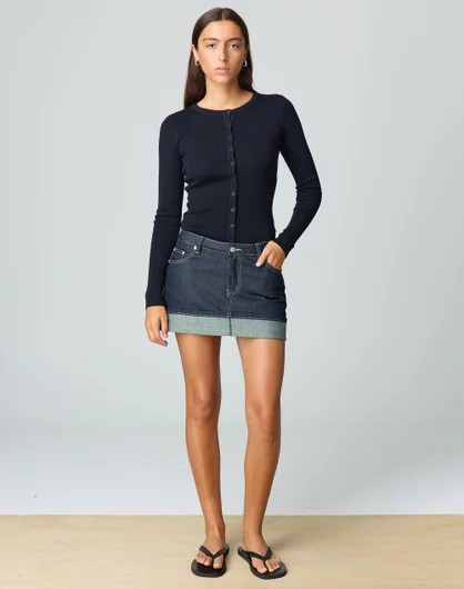Foldover Hem Denim Mini Skirt | Glassons (Australia)