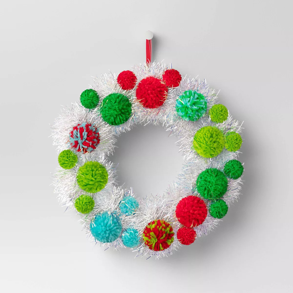 15" Pom Pom and Tinsel Novelty Christmas Wreath - Wondershop™ | Target