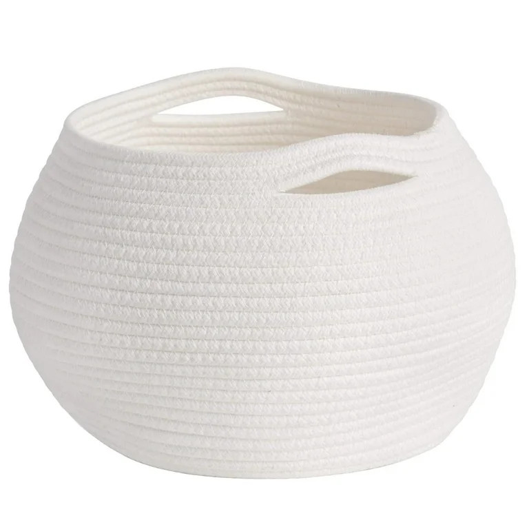 Storage Basket, Kvago Cute Round Woven Baskets with Handles, Small Cotton Rope Basket Decorative ... | Walmart (US)