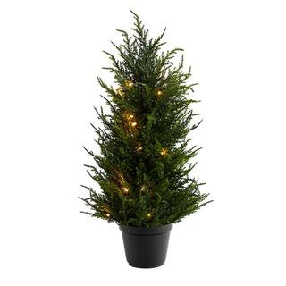 18in. Cedar Artificial Tree with LED Lights UV Resistant (Indoor/Outdoor) | The Home Depot
