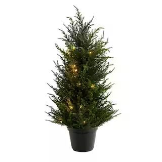 18in. Cedar Artificial Tree with LED Lights UV Resistant (Indoor/Outdoor) | The Home Depot