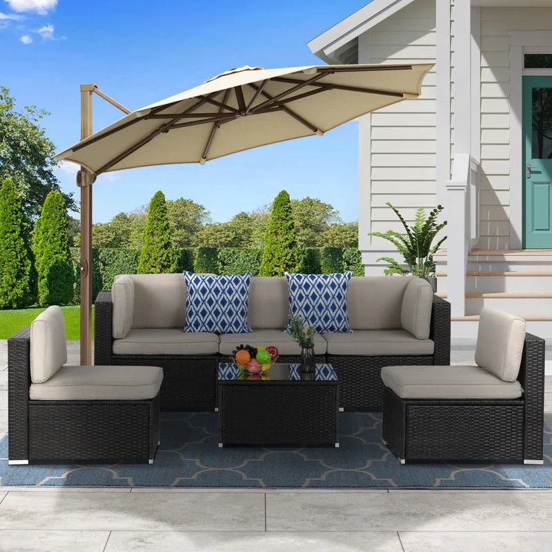 Polyethylene (PE) Wicker 5- Person Seating Group with Cushions | Wayfair North America