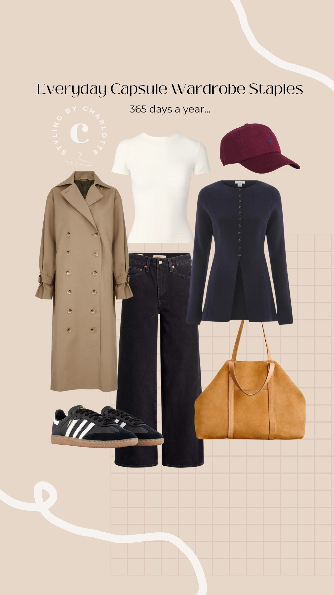 My most reached for capsule wardrobe staples for everyday, I wear them 365 days a year! I have linked high street alternatives for the designer items -  Read more about them on stylingnycharlotte.com/blog #capsulewardrobe #everyday #wardrobestaples 

#LTKeurope #LTKautumn #LTKstyletip