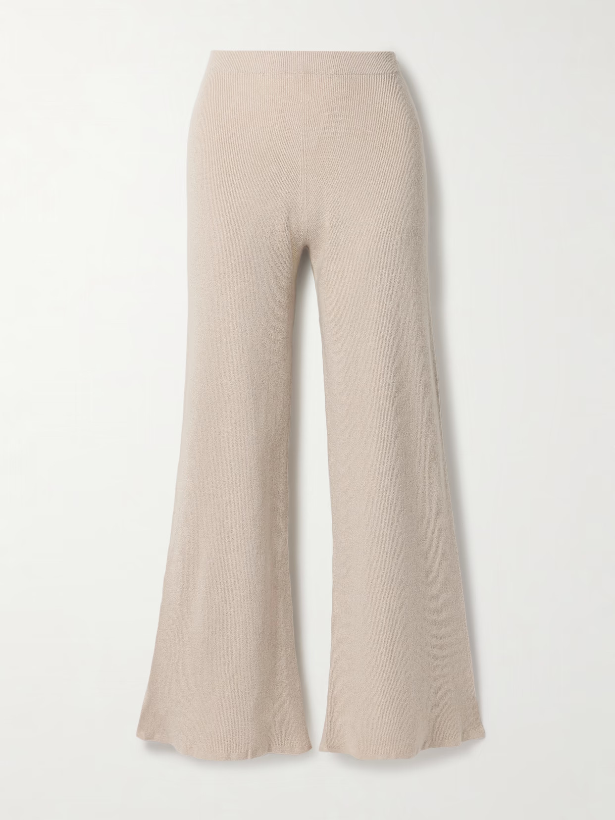 The Elder Statesman - Delicash Ribbed Cashmere And Silk-blend Wide-leg Pants - Neutrals | NET-A-PORTER (US)