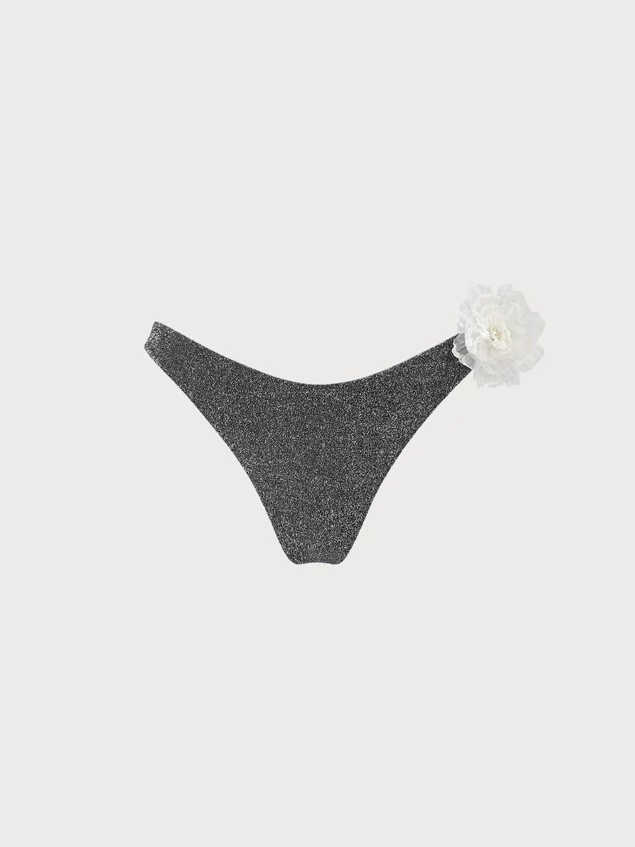 3D Flower Lurex Bikini Bottom & Reviews - Black - Sustainable Bikinis | BERLOOK | BERLOOK
