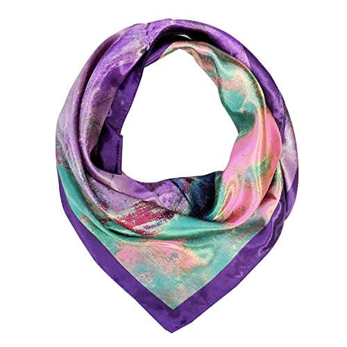 Wrapables® Silky Feeling Satin Square Scarf, Violet Bouquet | Amazon (US)