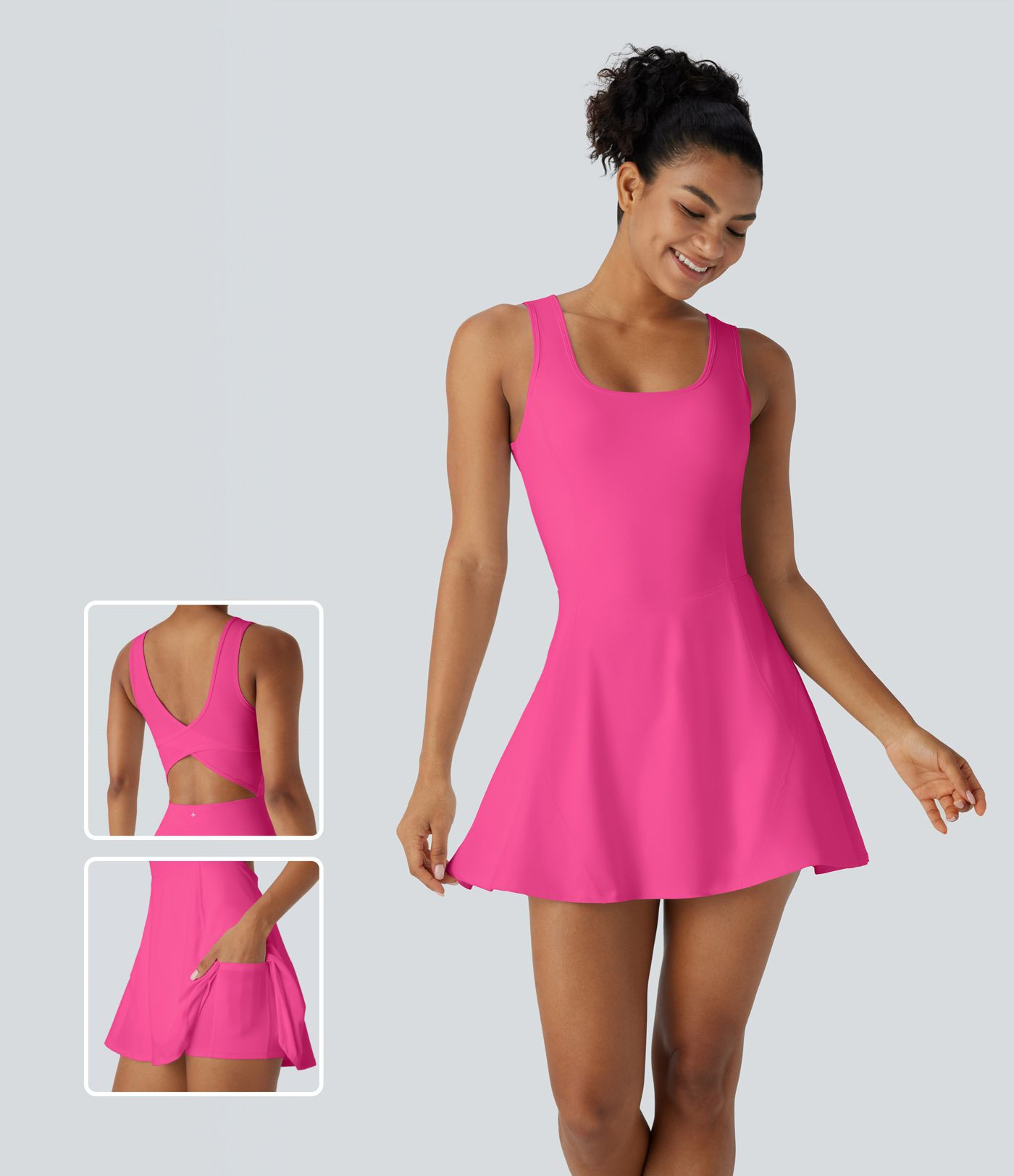 Women\u2019s SoftlyZero\u2122 Airy U Neck 2-in-1 Pocket Mini Cool Touch Dance Active Dress - Hala... | HALARA