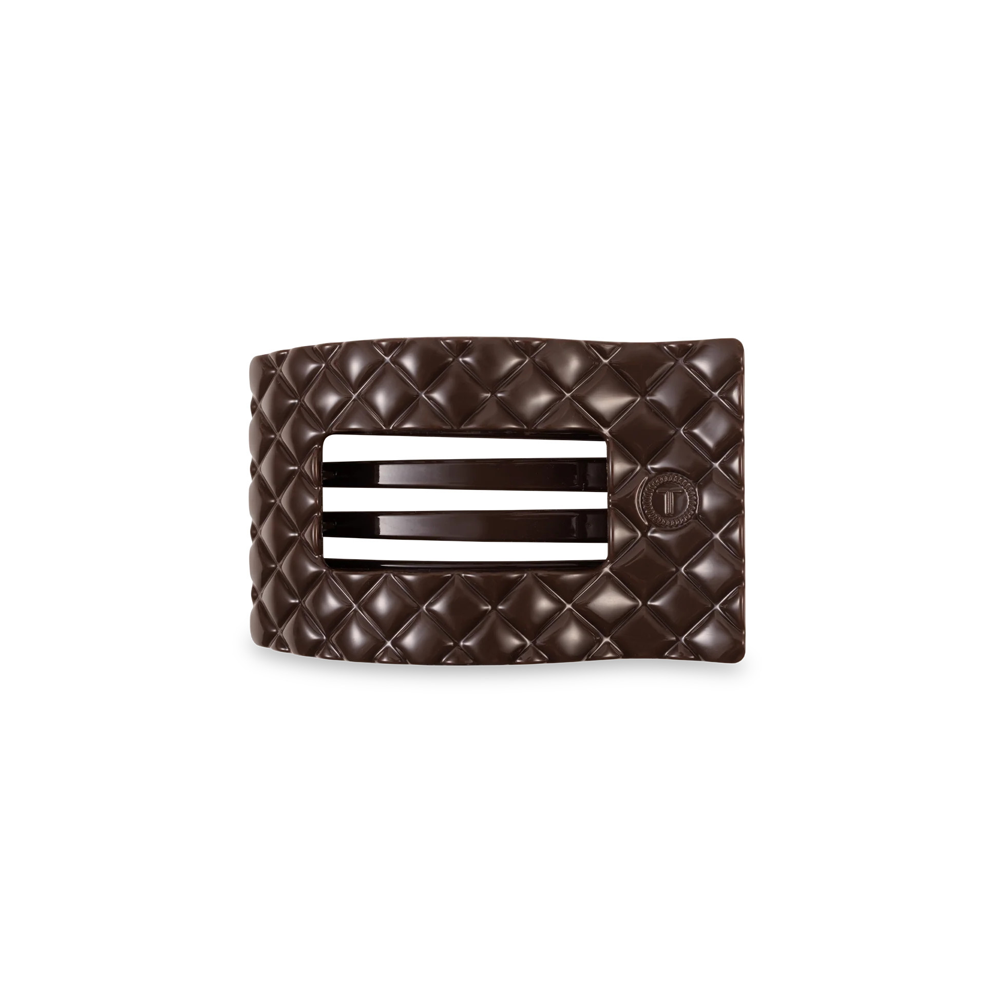 Truly Taupe Quilted Small Flat Rectangle Hair Clip | TELETIES