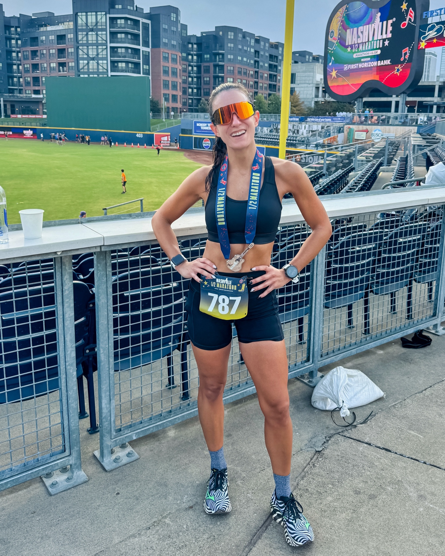Race day fit 🏃🏻‍♀️ Senita sports bra has a big pocket at the back that fits iPhone pro max! And of course these shorts that come in so many colors have pockets on both sides, too 🙌🏼 

#LTKFindsUnder50 #LTKFitness #LTKActive