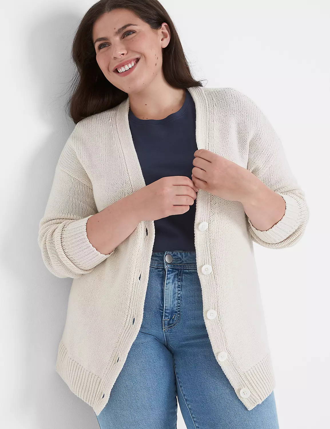 Long-Sleeve Button-Front Cardigan | LaneBryant | Lane Bryant (US)