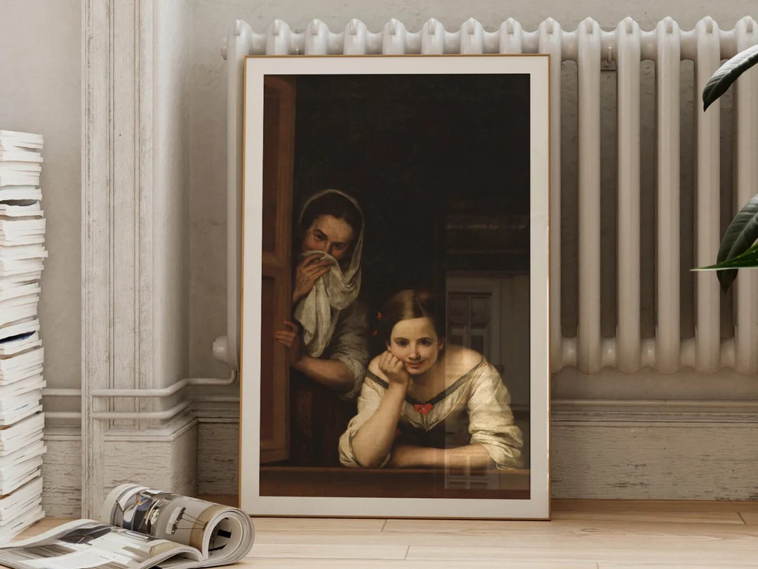 Two Women Painting Bathroom Art Funny Poster Print Vintage Midcentury Wall Art Classical Decor Di... | Etsy (US)