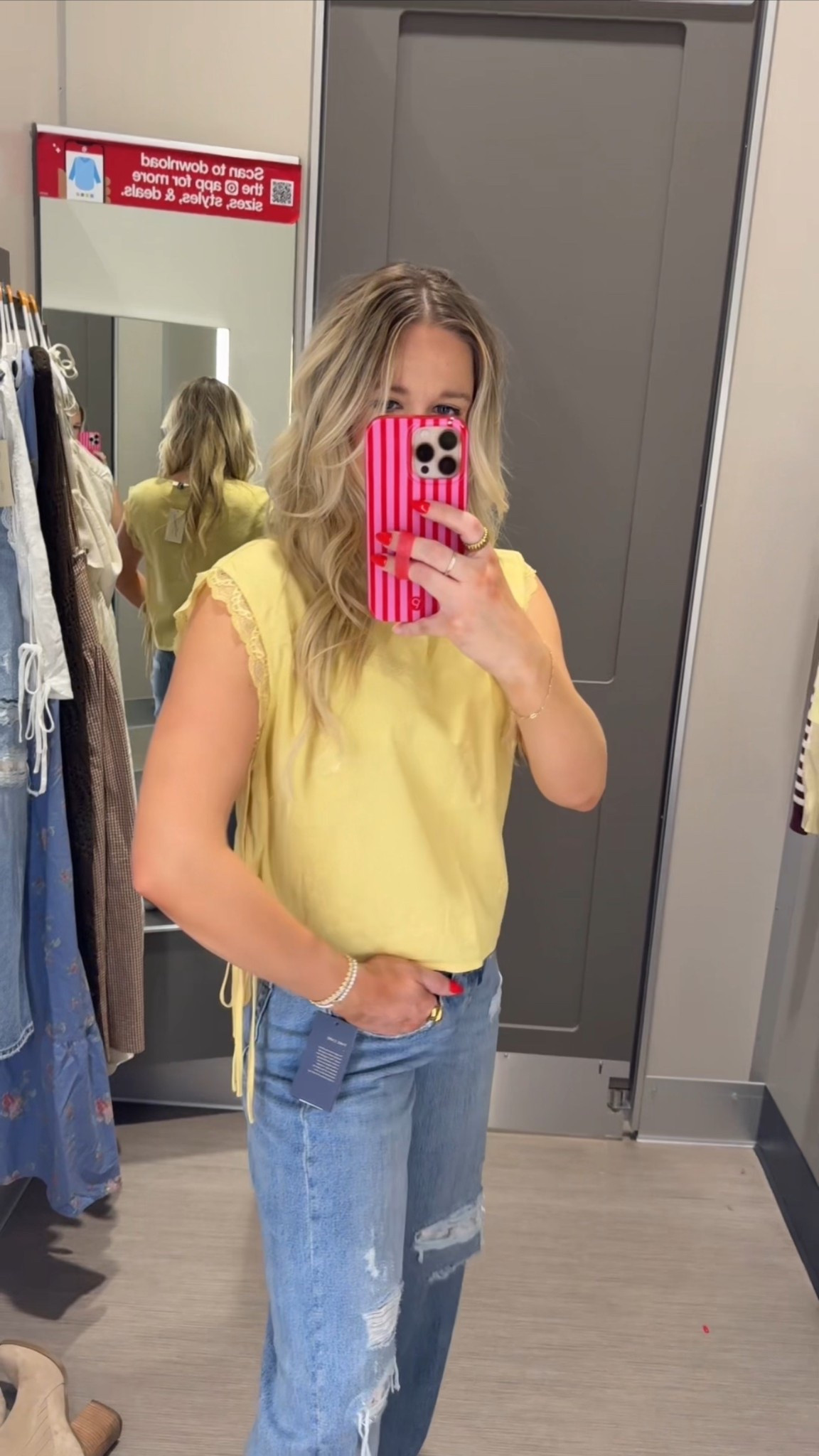 Yellow spring top // side tie top // target fashion // mom style 