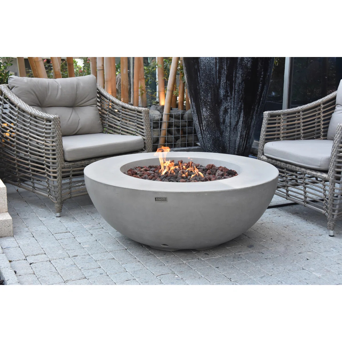 Humbert Bowl / Roca Outdoor Concrete Fire Pit 45,000 BTU - Includes Lava Rocks & PVC Cover | Wayfair North America