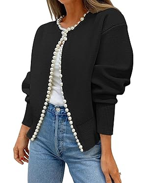 Kedera Womens Casual Cardigan Sweater Elegant Long Sleeve Oversized Pullover Knit Sweater with Pe... | Amazon (US)