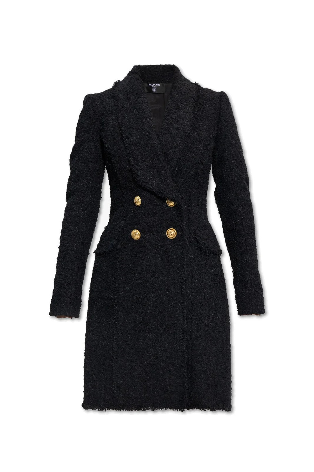 Balmain Double Breasted Tweed Coat | Cettire Global