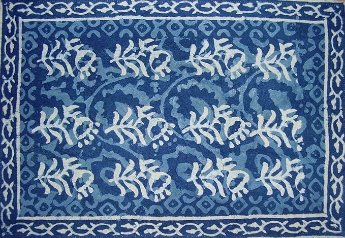 Indigo Dabu Block Print Cotton Table Placemat 19" x 13" Blue | Amazon (US)