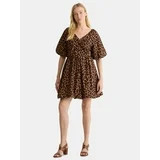 Time And Tru Women's Tie Back Cotton Mini Dress with Puff Sleeves, Sizes XS-XXXL | Walmart (US)
