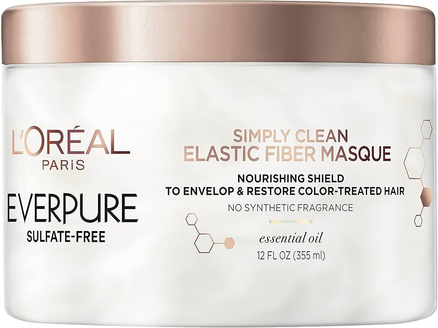 L’Oréal Paris EverPure Sulfate Free Simply Clean Elastic Fiber Masque, Hydrating 5 Minute Deep... | Amazon (US)