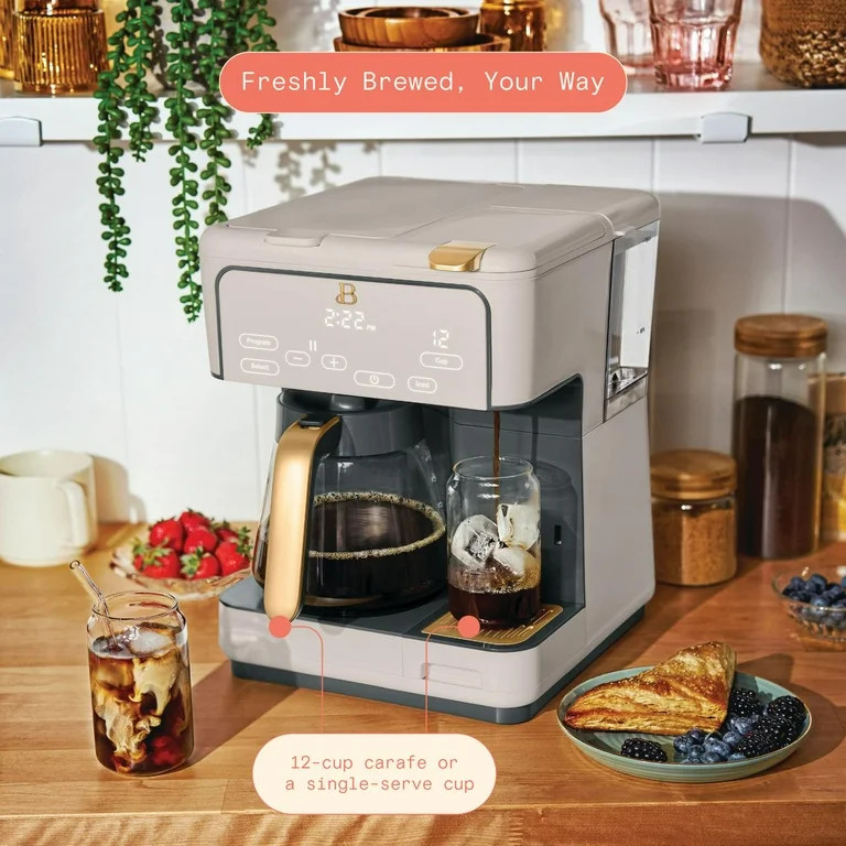 Beautiful Multi-Brew 12-Cup Programmable Drip & Single-Serve Coffee Maker, Porcini Taupe by Drew ... | Walmart (US)