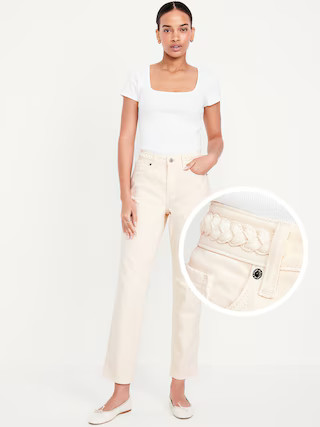 High-Waisted OG Straight Braided Ankle Jeans | Old Navy (US)