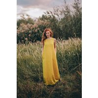 Mustard Yellow Linen Dress, Summer Dress For Women, Romantic Maxi Minimalist Dress, Simple | Etsy (US)