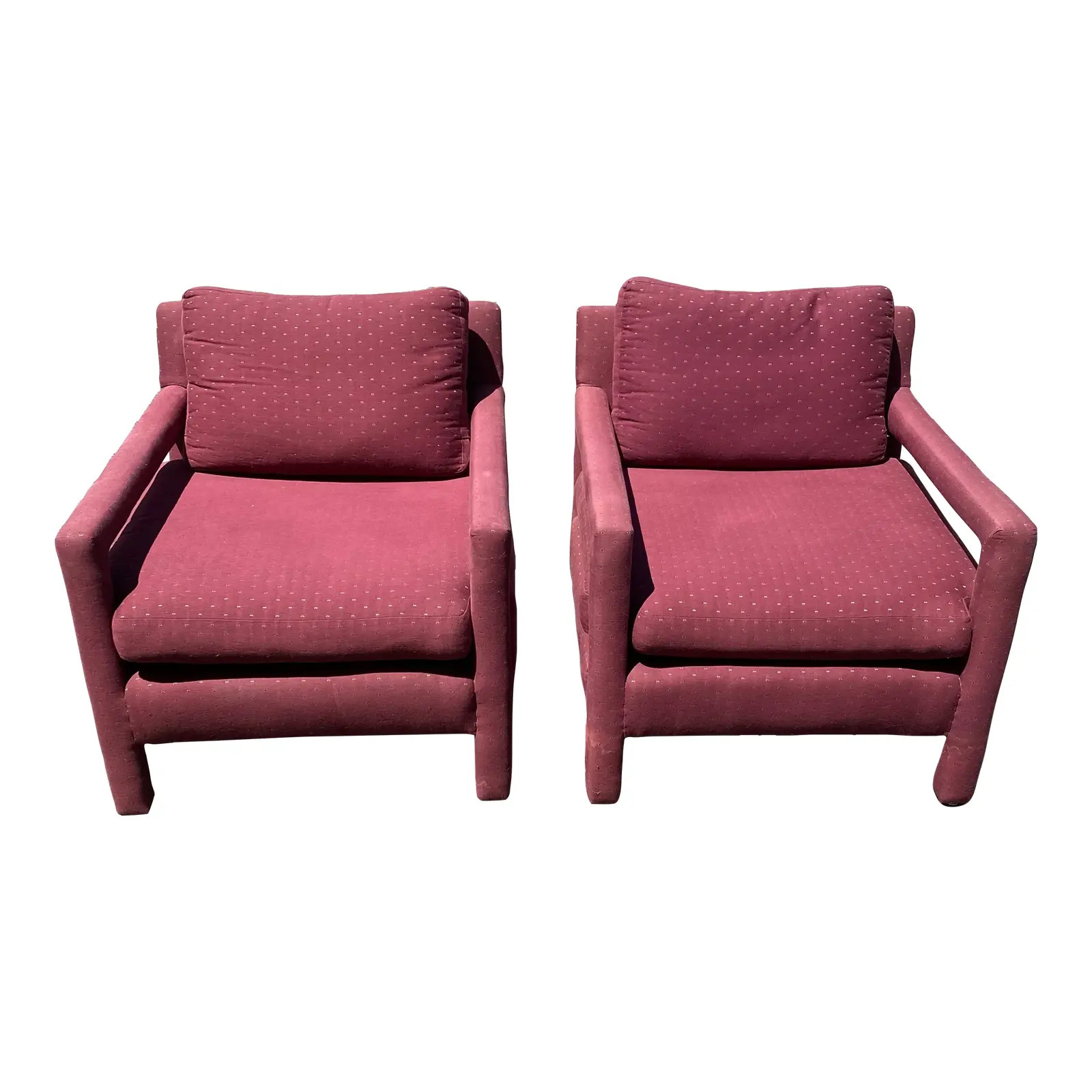 Mid 20th Century Milo Baughman Style Parsons Chairs - Set of 2 | Chairish