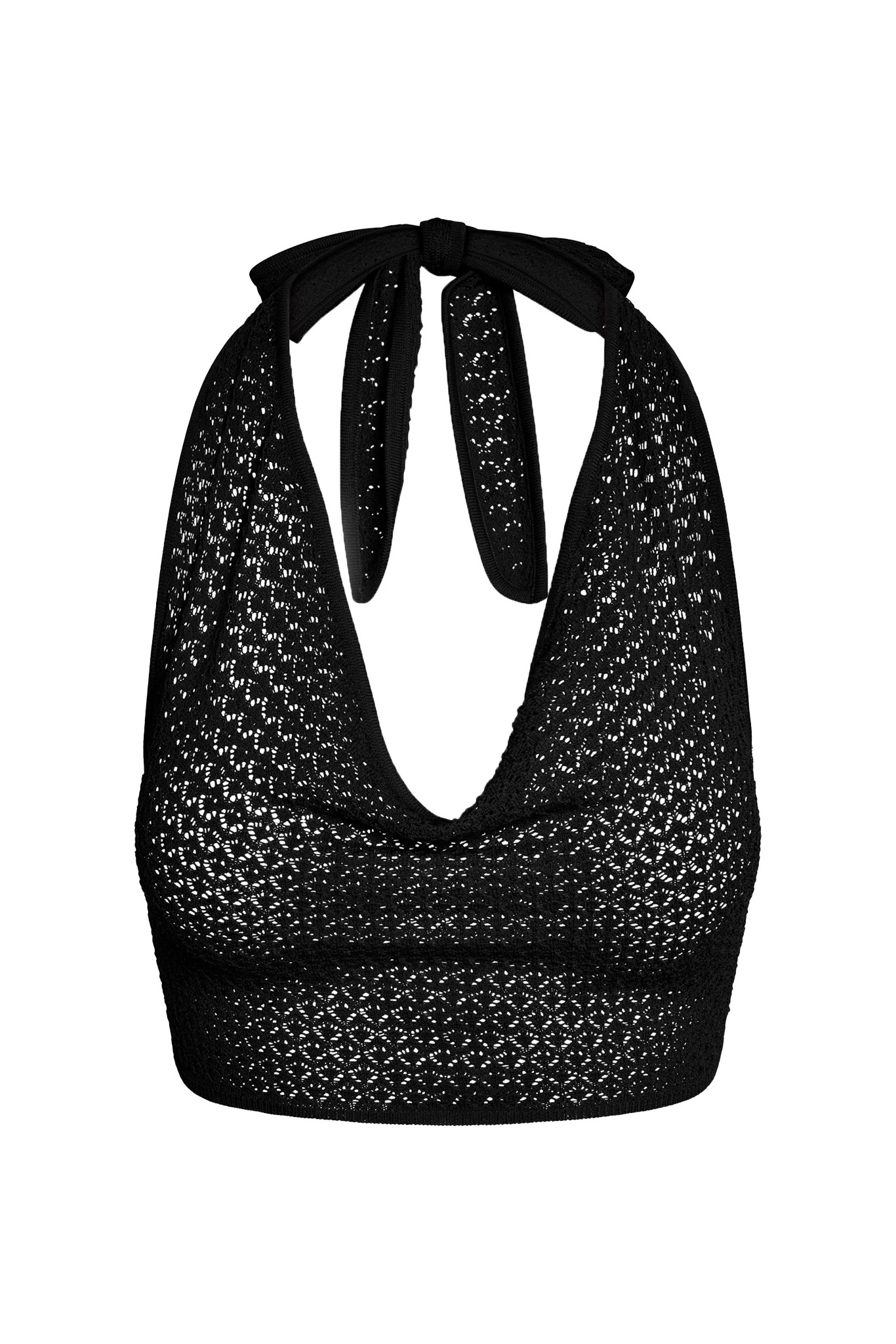 Bula Cowl Neck Top - Black Lace Crochet | Monday Swimwear
