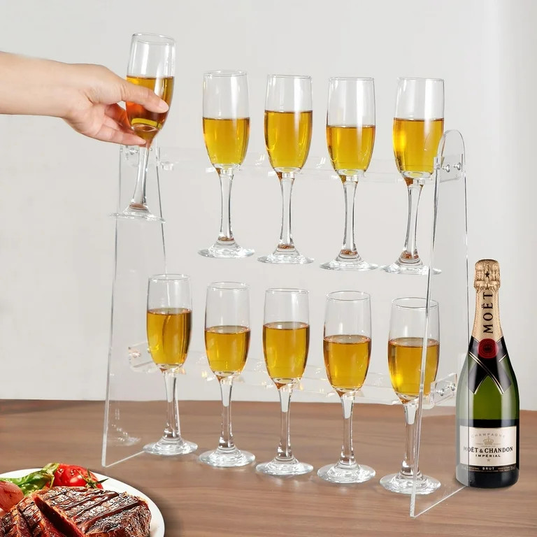 2 Tier Acrylic Champagne Glass Holder Champagne Wall Stand Champagne Flute Glass Holder Stand, Ta... | Walmart (US)