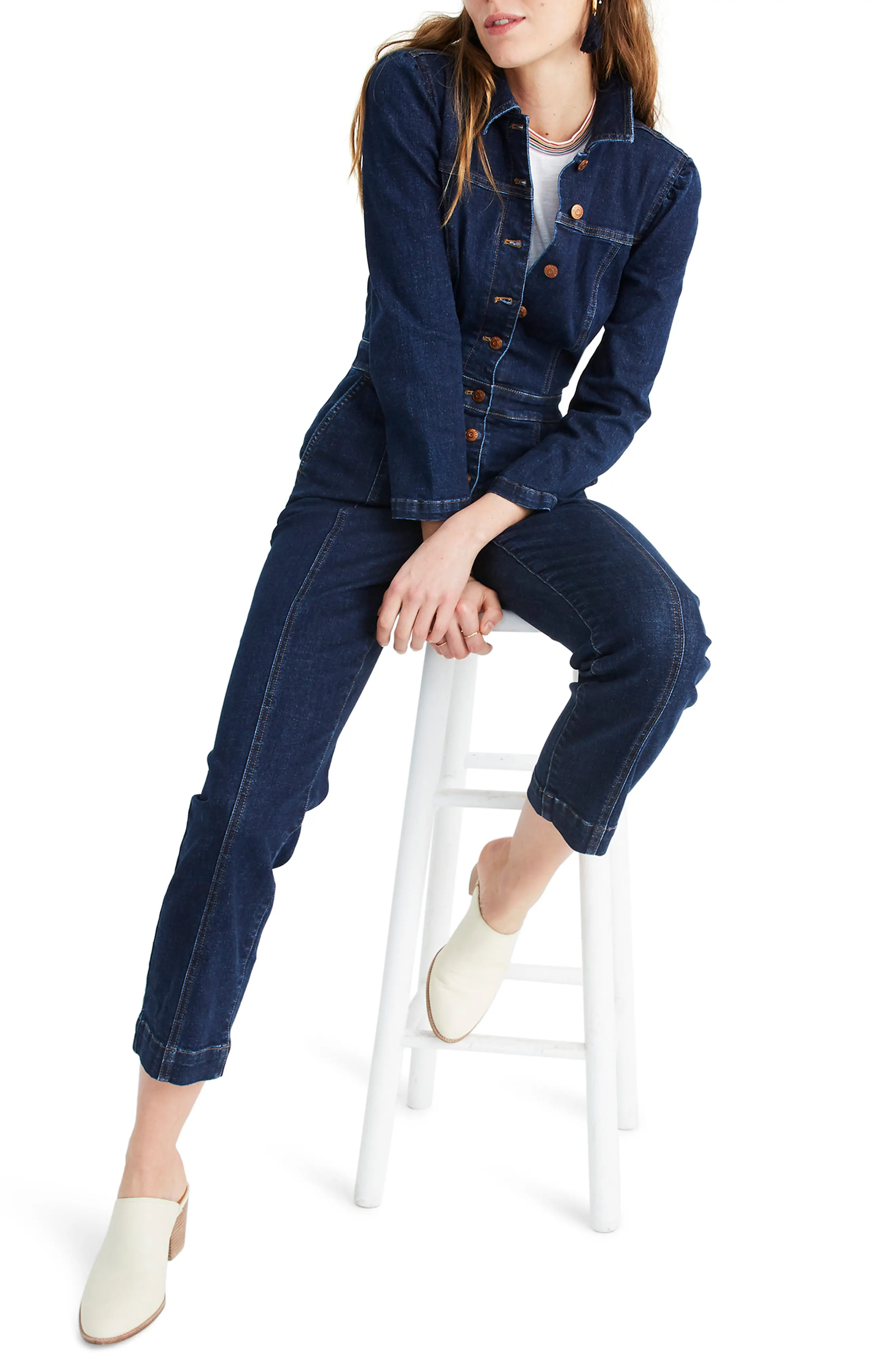 Madewell Puff Sleeve Denim Jumpsuit | Nordstrom
