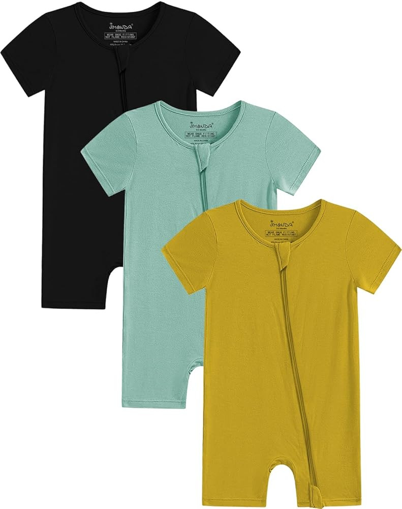 Jimonda Boys Baby Girls Short Sleeve Romper Unisex Baby Footless Pajamas With Viscose 2-Way Zippe... | Amazon (US)