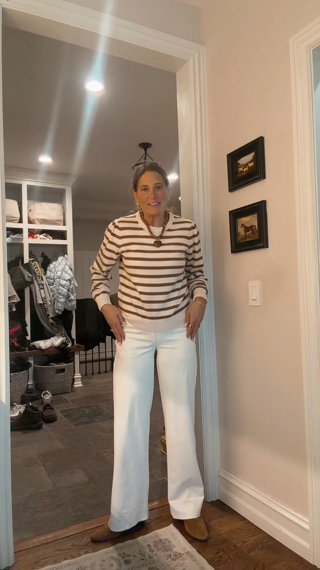 Love these Amazon pants and my top is the cutest most softest in the world.  It shows a maroon color but it comes in this stripe too  

#LTKootd #LTKdayinmylife #LTKOver40