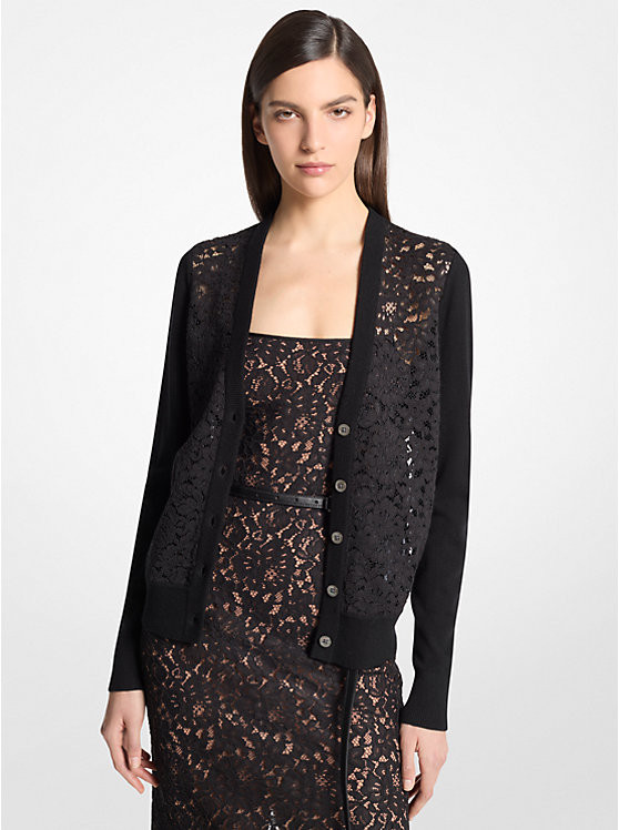 Floral Lace and Cashmere Cardigan | Michael Kors US