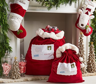 Letters to Santa Red Velvet Santa Bags | Pottery Barn Kids