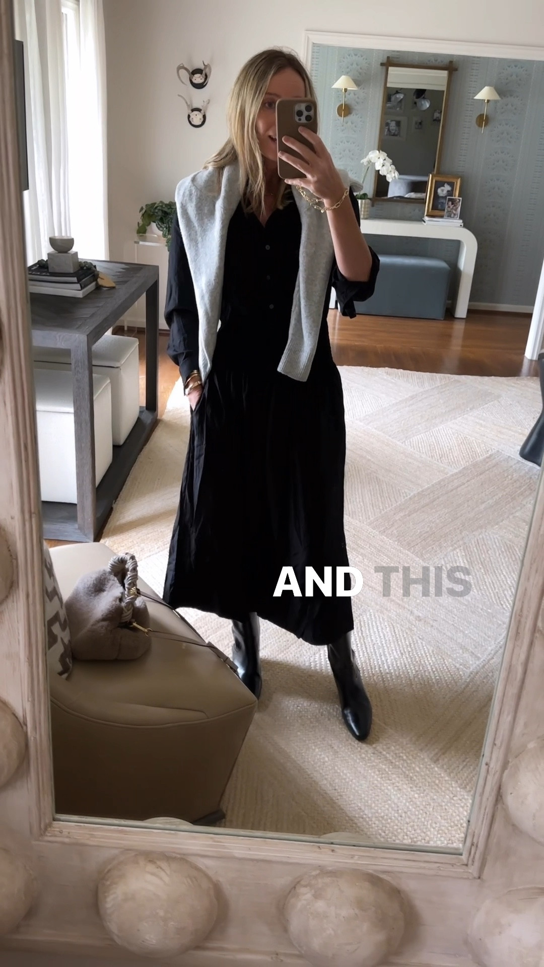 Target Find! Size small shirtdress with the exaggerated smocked waist that gives the illusion of a skirt + top 🖤 love in the black with a sweater around shoulders but also available in a burgundy that would be great with shearling jackets. 

#LTKStyleTip #LTKVideo #LTKFindsUnder50