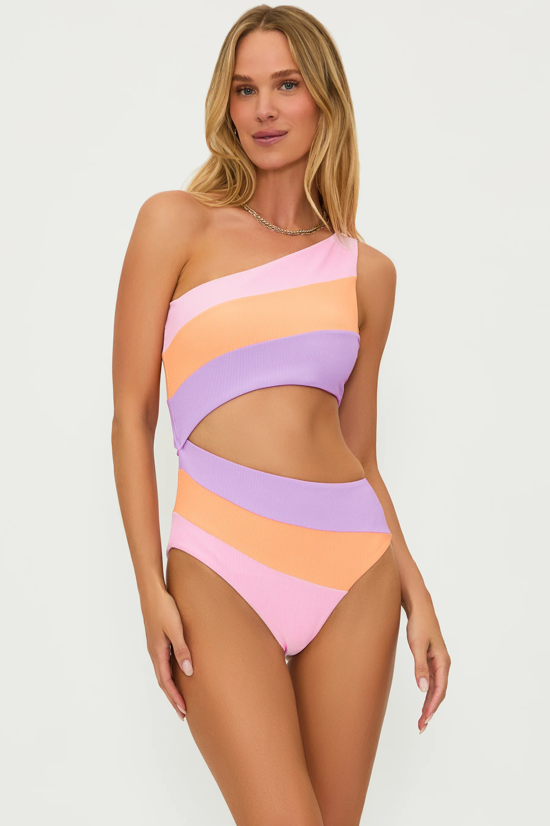 Joyce One Piece Pastel Poppy Colorblock | One Piece Swimsuit | Beach Riot | Beach Riot