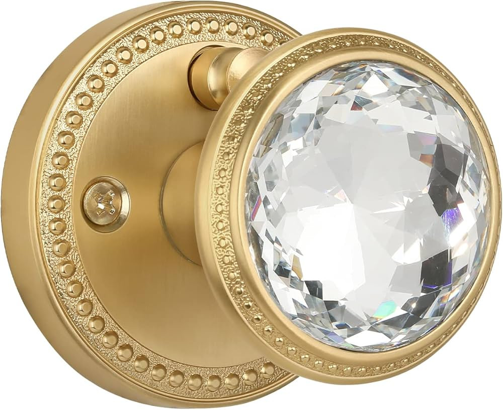 Gold Door Knobs Crystal Door Knob Privacy Brushed Gold Door Knob for Bedroom and Bathroom Glass S... | Amazon (US)