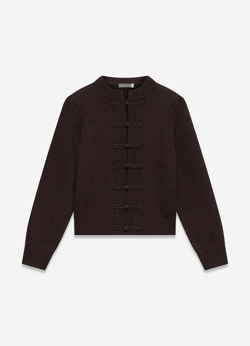 Brown Knot Button Detail Cardigan | Mint Velvet - ROW