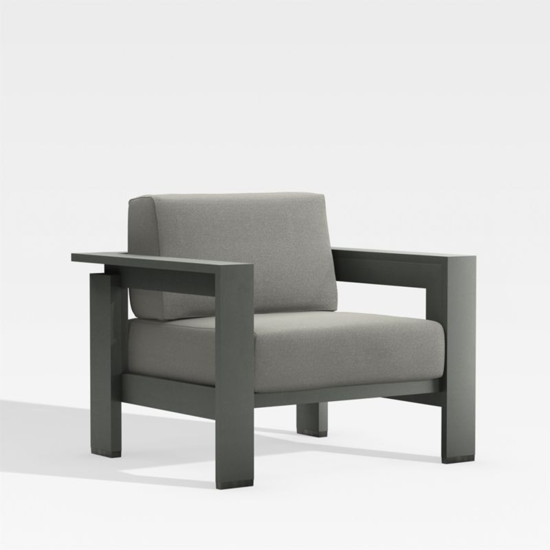 Walker Metal Outdoor Patio Lounge Chair with Graphite Sunbrella Cushions | Crate & Barrel | Crate & Barrel