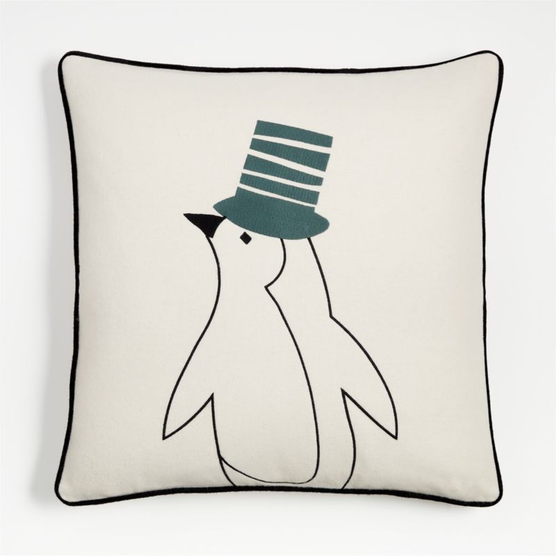 Arctic Friend Penguin 23"x23" Holiday Throw Pillow Cover by Joan Anderson + Reviews | Crate & Bar... | Crate & Barrel