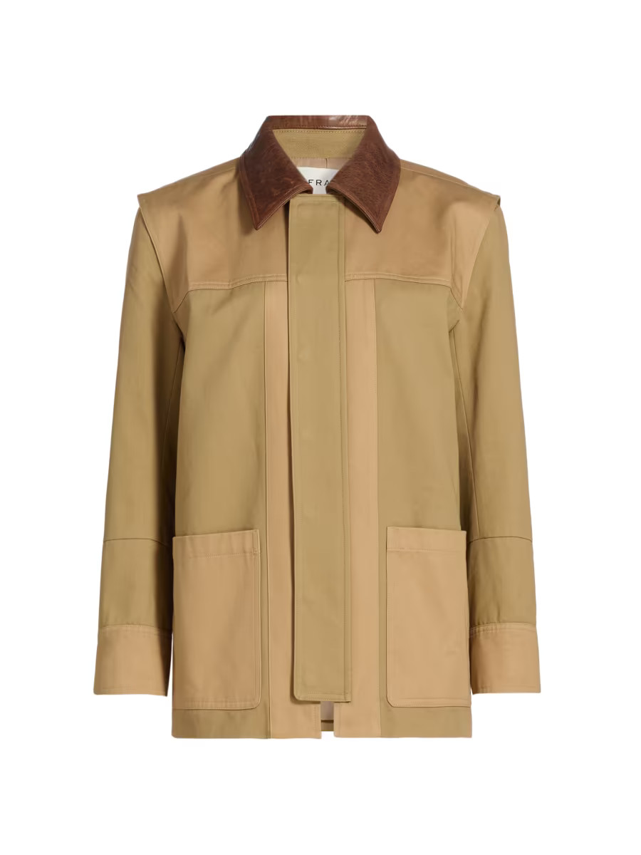 Leather-Collar Cottan Canvas Chore Jacket | Saks Fifth Avenue