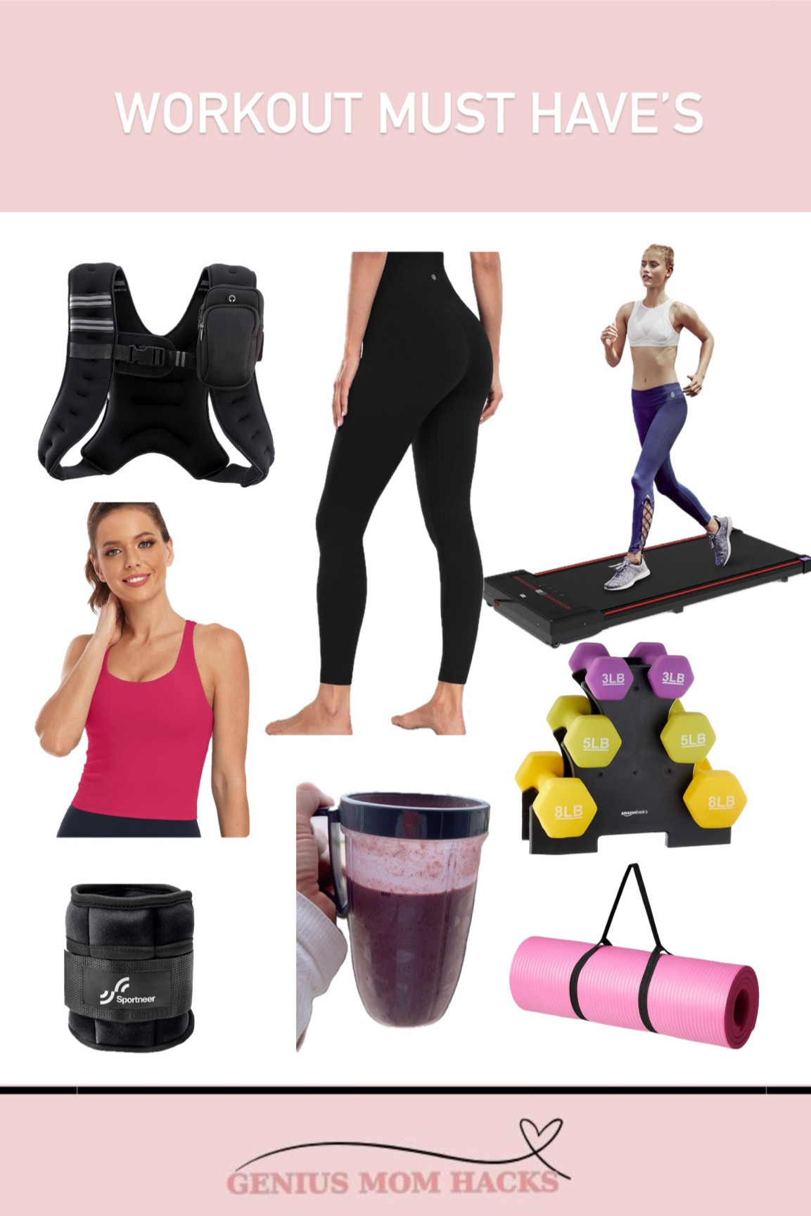 Busy mom workout must have’s | equipment | exercise products | workout clothes | protein smoothie 

#LTKActive #LTKFitness #LTKU