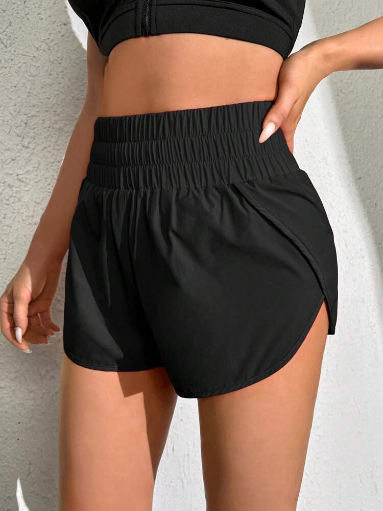 SHEIN Solid Tulip Hem Sports Shorts | SHEIN