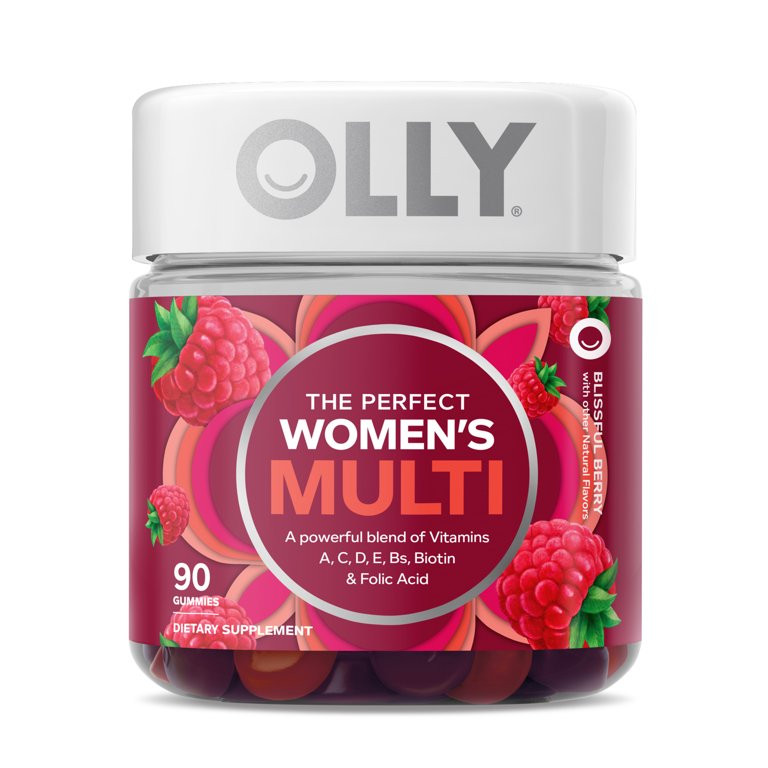 OLLY Women's Multivitamin Gummy, Health & Immune Support, Vitamin A, C, D, Biotin, Berry, 90 Ct | Walmart (US)