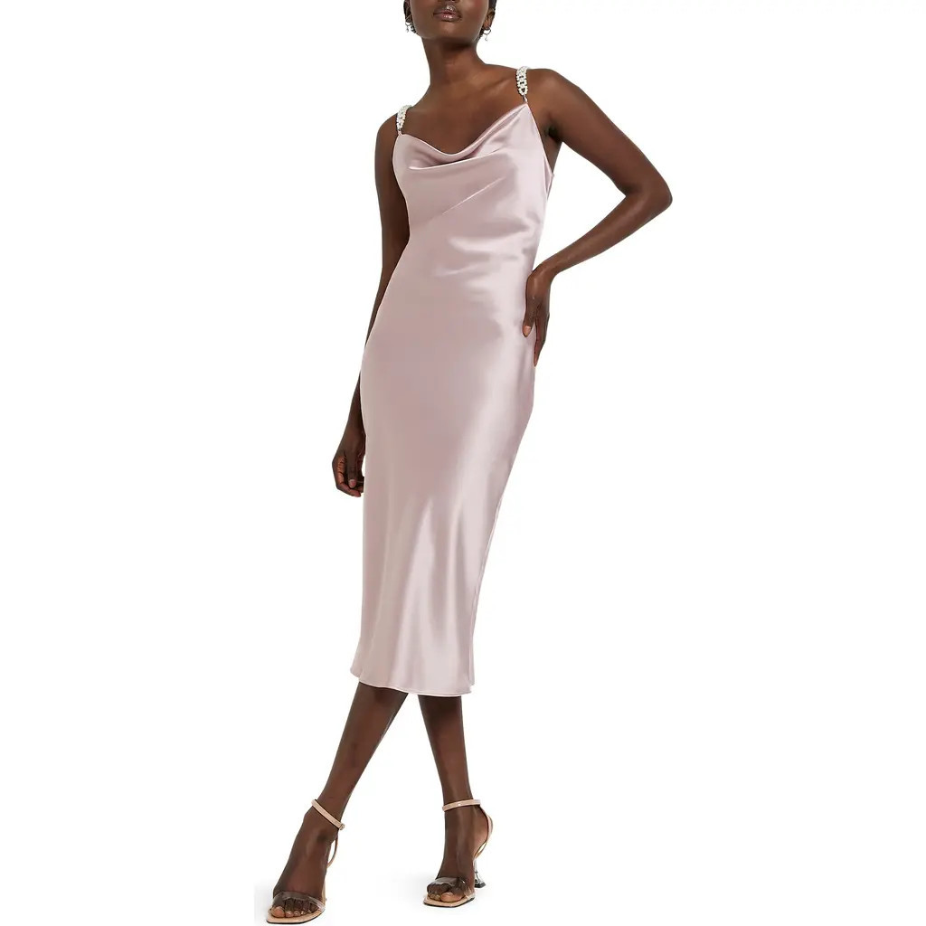 River Island Cowl Neck Slip Dress in Silver Pink at Nordstrom, Size 6 | Nordstrom