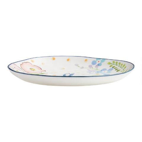 Multicolor Floral Bunny Hand Painted Salad Plate | World Market